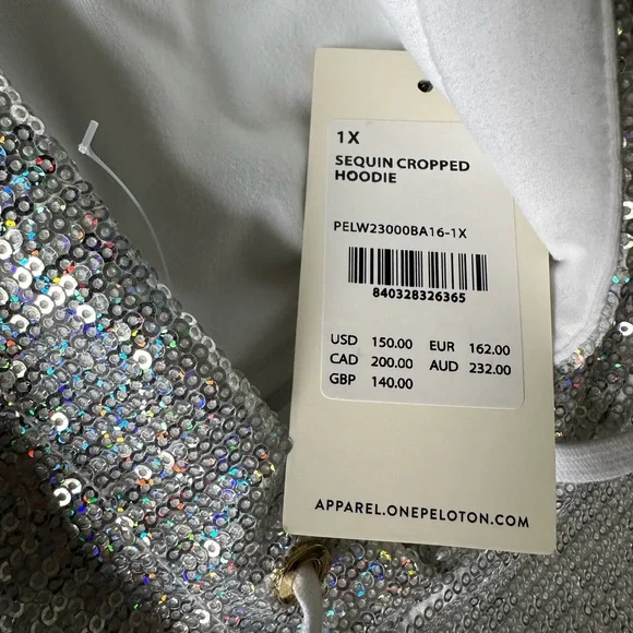 Sequin Cropped Hoodie peloton - Picture 1 of 4